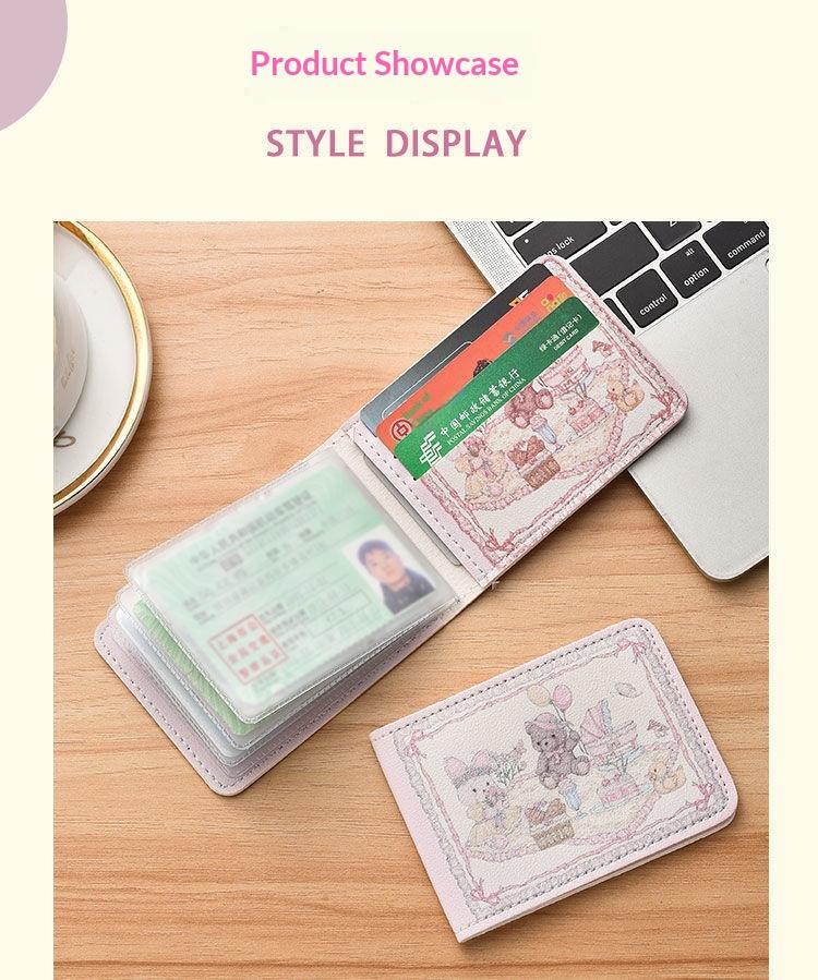 Cute Pink Bunny Bear Driver License Holder Cartoon Card Wallet Kawaii ID Card Case with Lace Design Car Document Organizer Credit Card Storage Cute Car Accessories Gift for Girls