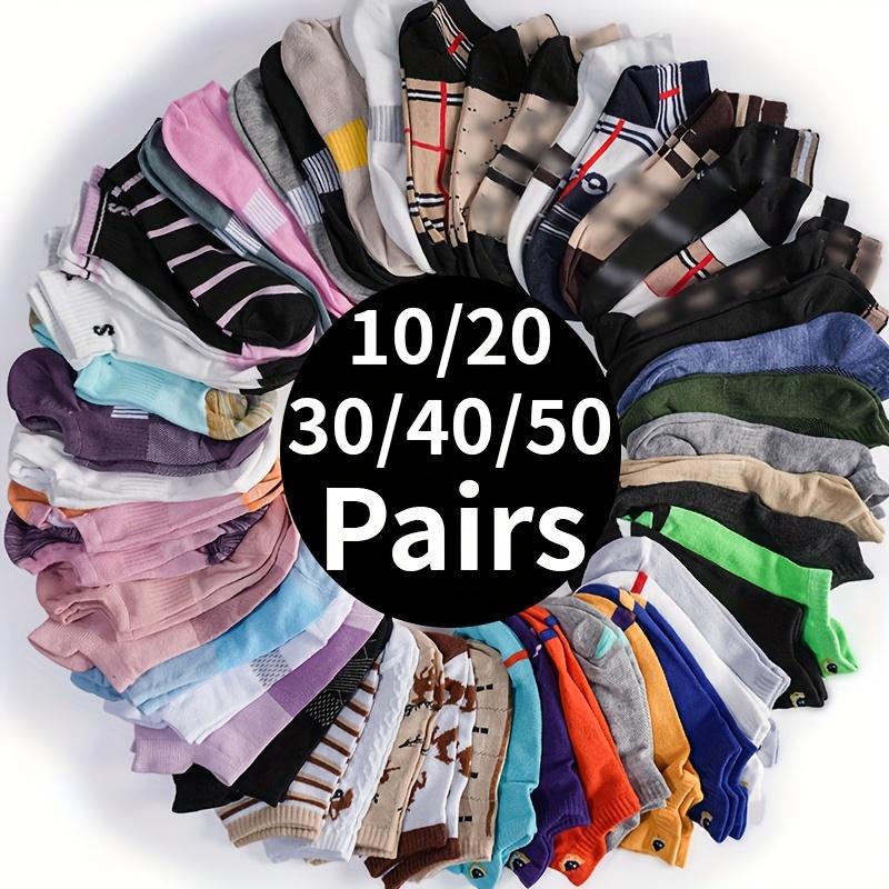 Women's Lady Ankle Socks, 10/20/30/40/50 Pairs, Random Cartoon Graffiti Pattern, Versatile, Comfy, Breathable