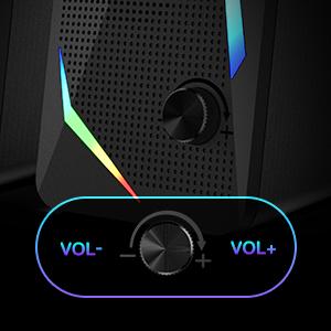 Redragon GS510 RGB Audio Desktop Speakers, 2.0 Channel PC Computer Speaker with 4 Colorful LED Backlight Modes, Enhanced Bass and Easy-Access Volume Control, USB Powered w/ 3.5mm Cable