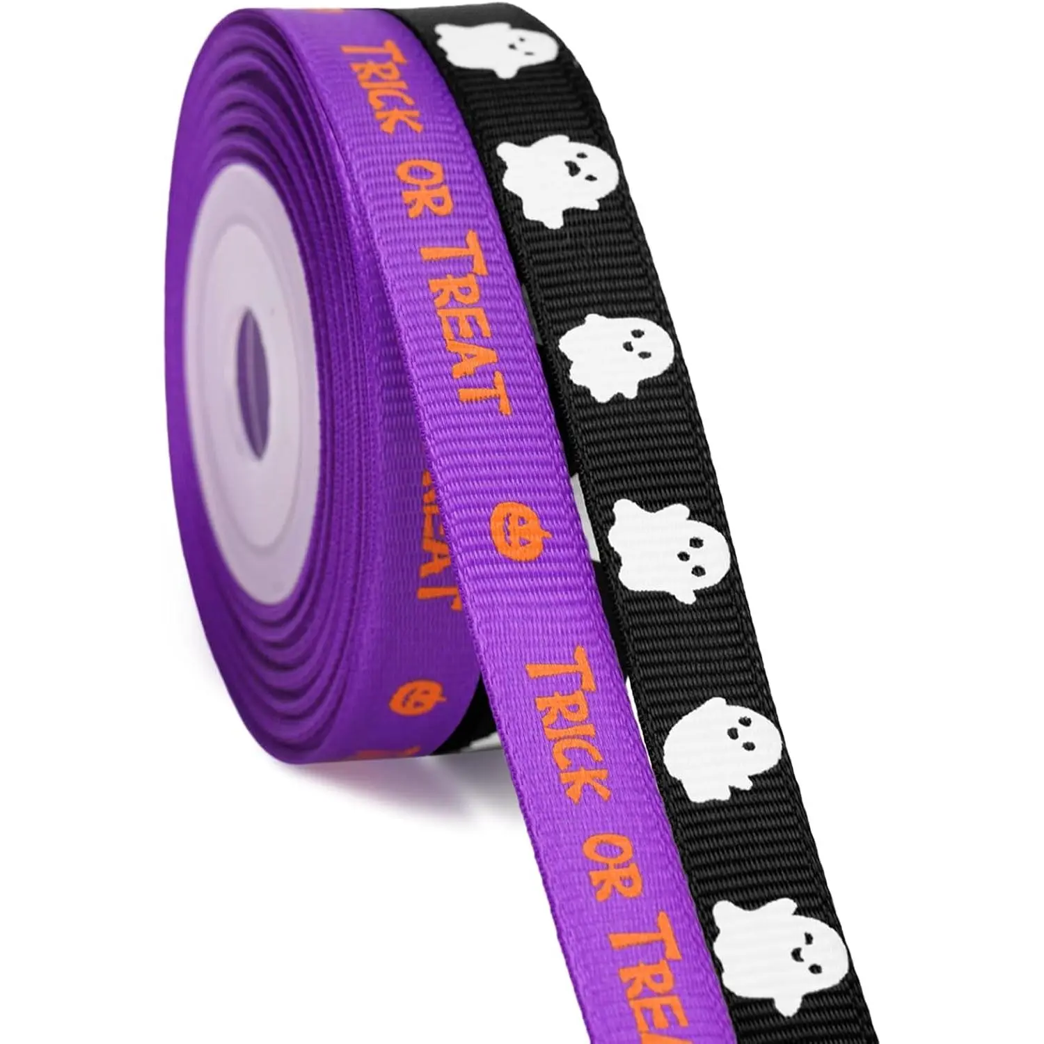 2 Rolls Halloween Ribbon 3/8 Inch x 20 Yards Black  Ribbon | Grosgrain Ribbon Printed with  Pumpkin and ''TRICK OR '' for  Wrapping Crafts Spooky Party Halloween  Decor