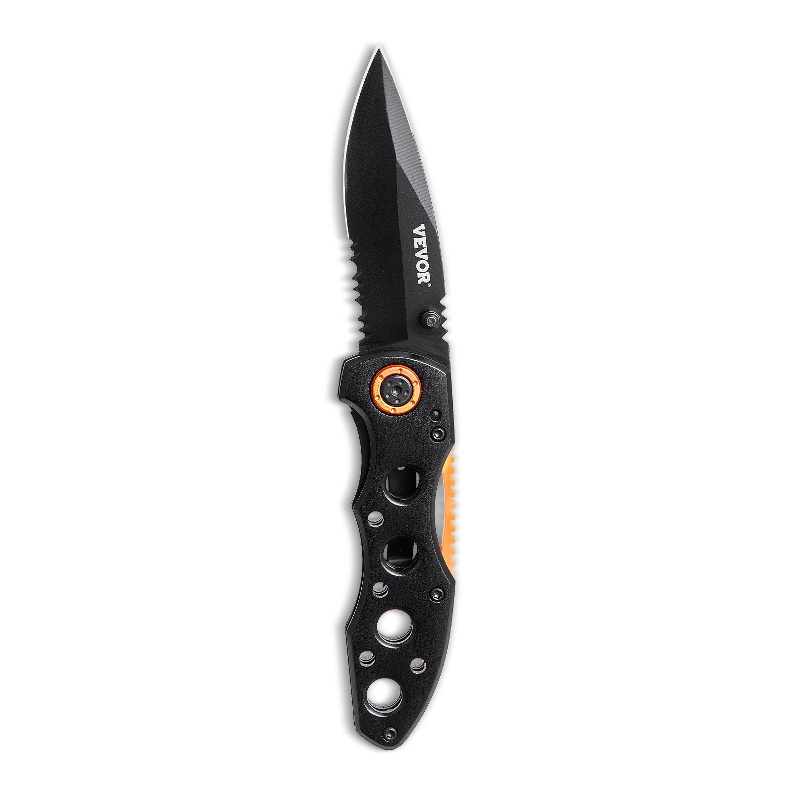 VEVOR Folding Pocket Knife, 3 in/7.6 cm 7Cr17Mov Blade, Aluminum Handle Small EDC Knife with Pocket Clip, Sharp Camping Survival Hiking Knife, 2.8 oz/0.08 kg Easy to Carry for Men Women Self Defense