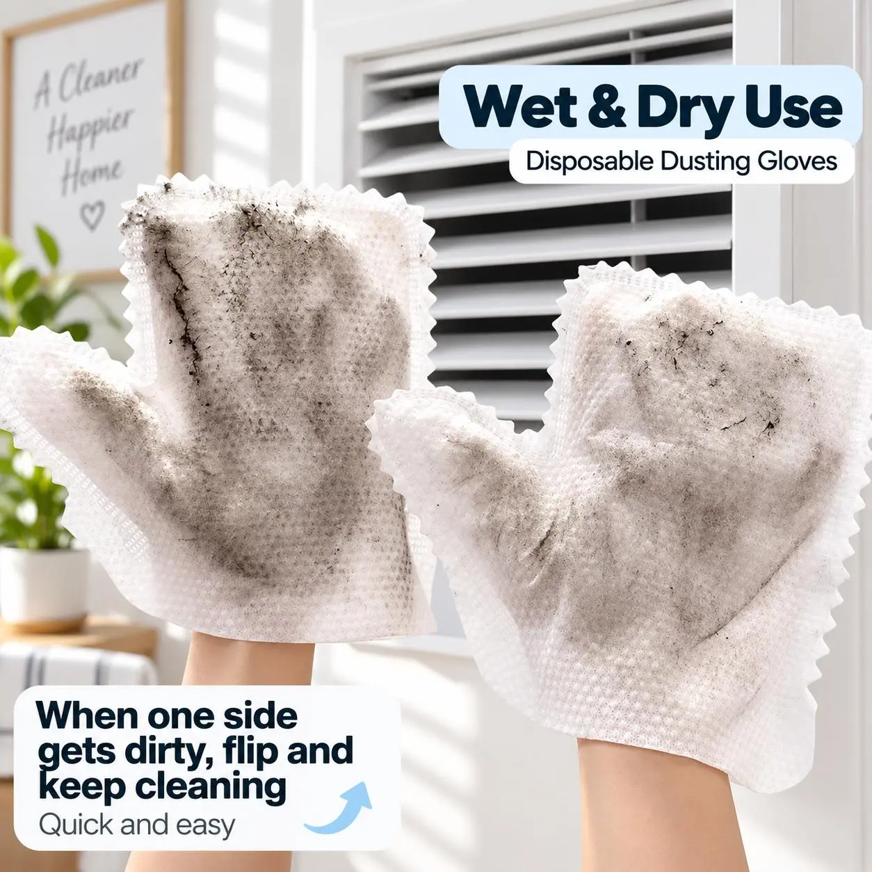 Reusable Dusting Cleaning Mittens, Wet & Dry Multi-Purpose Household Gloves for Home Deep Cleaning, Dust & Pet Hair Removal