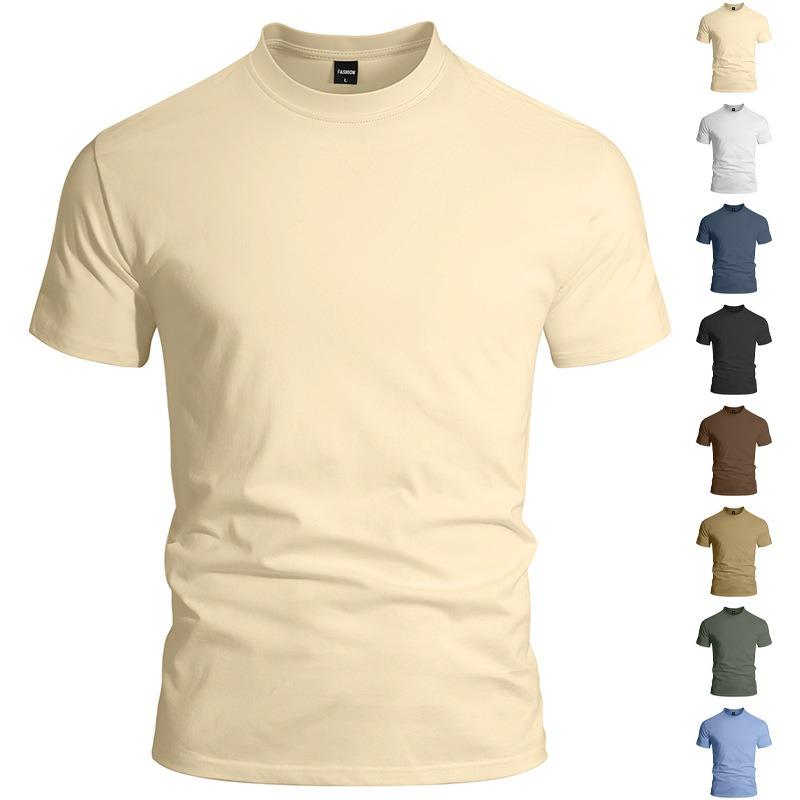 Summer Men's Simple Solid Color Fashion Leisure Sports Fit Inside Wholesale Short-sleeved T-shirt Men