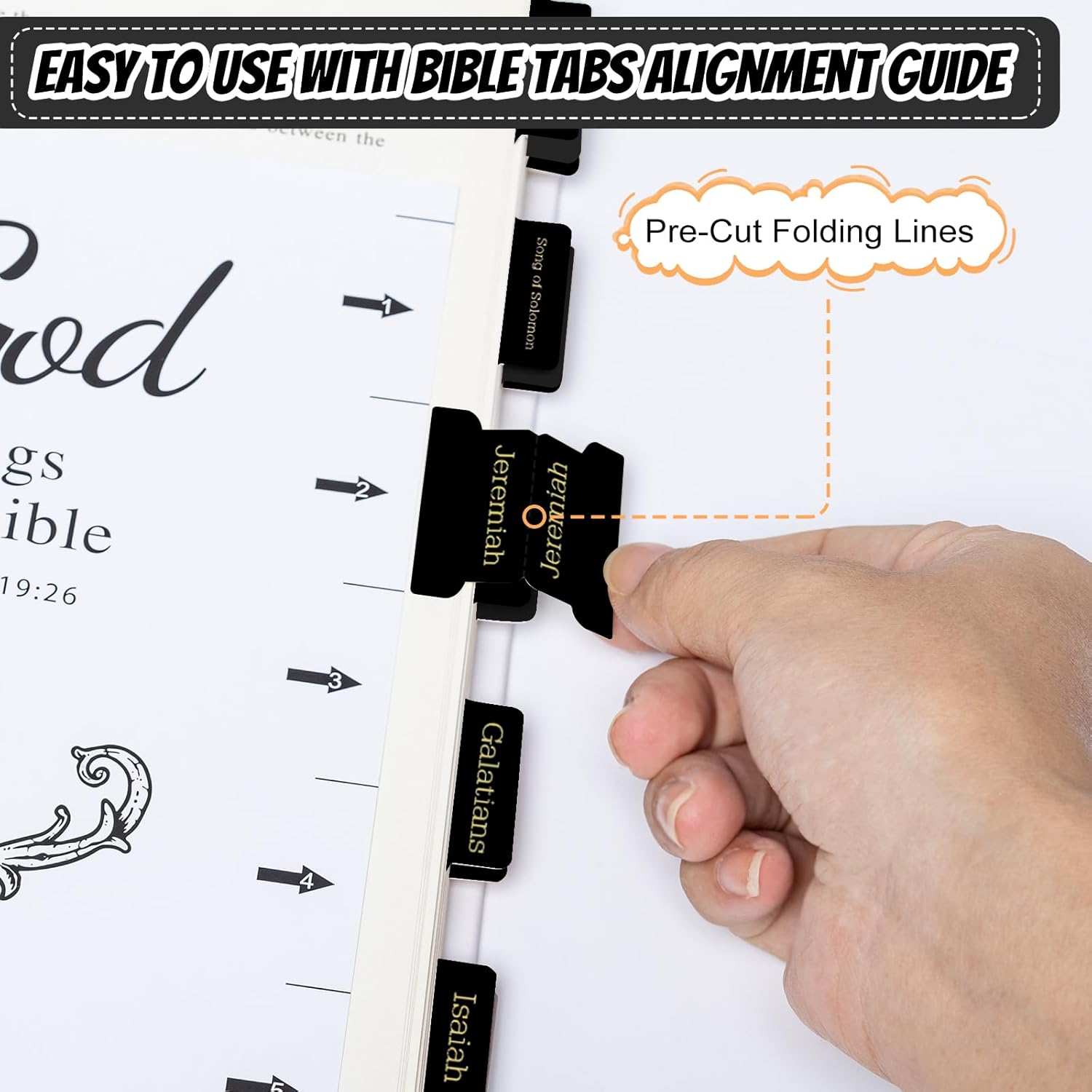 Tabs, 75 Tabs, Laminated  Index Tabs for Women and Men,  Book Tabs for Easy Navigation, Large Print Easy to Read( Foil Black)