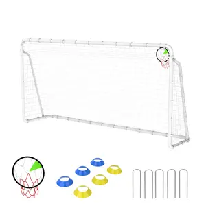 Heavy Duty 7x16 FT Soccer Goal Net for Backyard - Portable Kids Soccer Training Equipment w/ High-Strength Netting, Sturdy Metal Frame, Ground Stakes & Cones for Advanced Youth Players