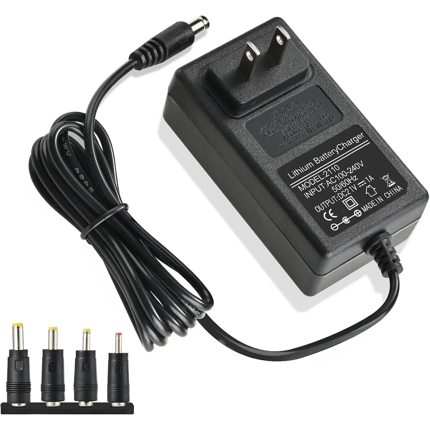 21V Power Adapter Charger with 21V Output, 1A 2.0Ah Cord, LED Status, Overload Safe for Mini Drill, Wrench, Trimmer & 20V/21V Cordless Tools