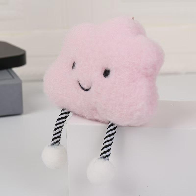 Cute And Creative Cloud Pom-Pom Cartoon Plush Toy Pendant, Smiley Face Fabric Decoration, DIY Accessory Hanging Ornament