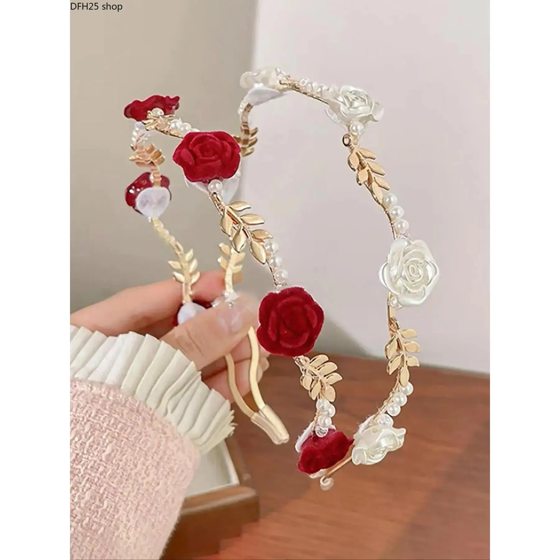 Floral Tiara Headband for Women and Girls, Decorative Flower Hair Hoop with Sparkling Accents for Parties, Weddings and Special Events