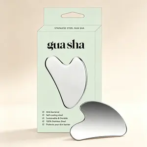 Stainless Steel Gua Sha Board Silver Face Body Shaping Massager Anti-swelling Lymphatic Drainage Skin Care Gift with Bag