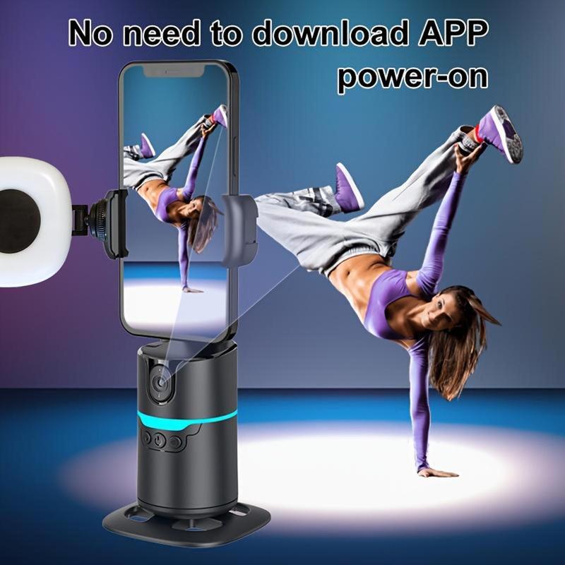 360-degree Rotatable Selfie Stick, Selfie Stand, Smart Face Tracking Phone Gimbal Stabilizer with 2 Rechargeable Fill Lights, Phone Accessories for Video Recording