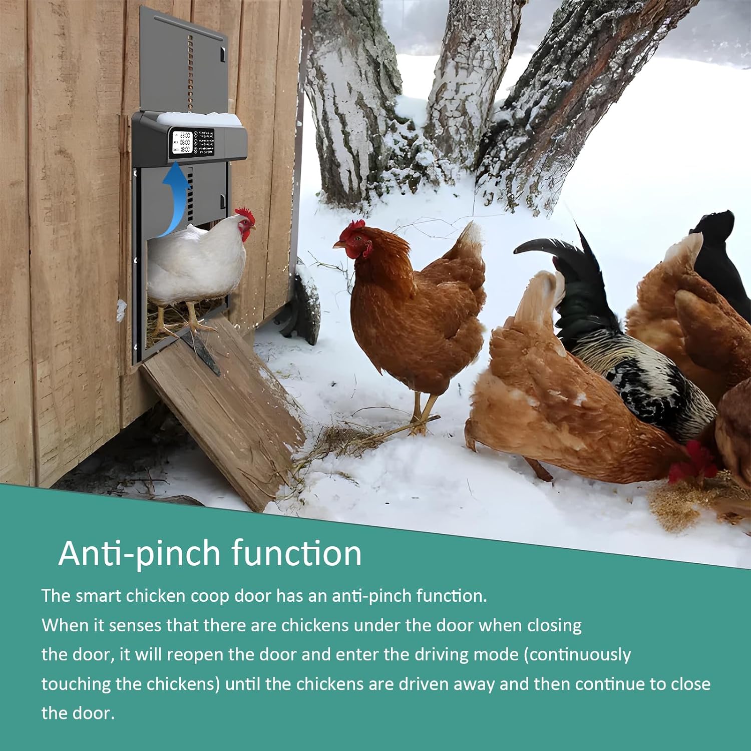 Automatic Chicken Coop Door, Battery Powered LCD Display Timer Chicken Door, Farm Animal & Poultry Supplies