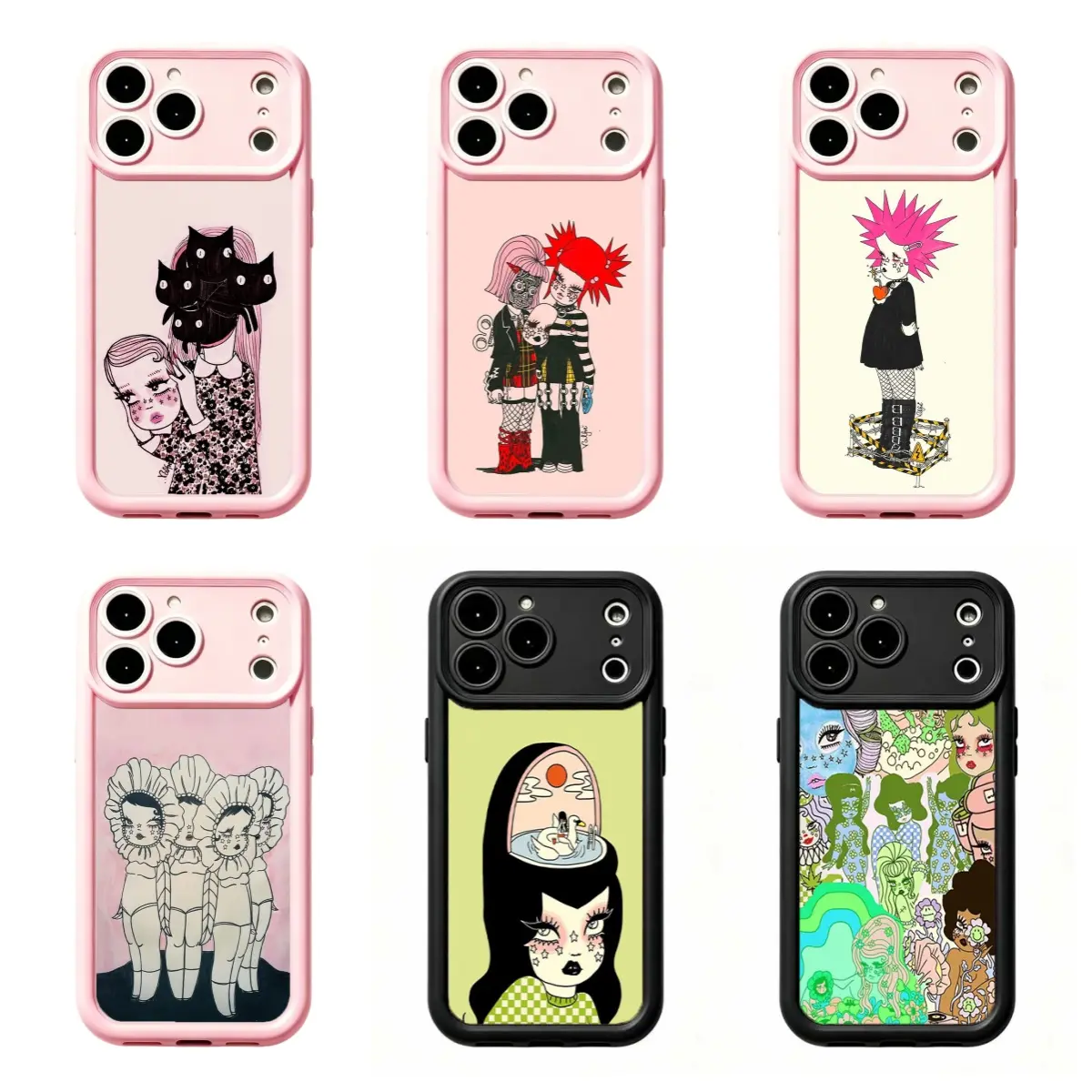 Valfre Weirdcore Punk Girl Art Phone Case, Girly Soft Shockproof Phone Cover For iPhone 17 Pro Max 16 15 14 13 12 11 for Samsung S21 S22 S23 S24 S25 Phone Case, Perfect Gift for Girls