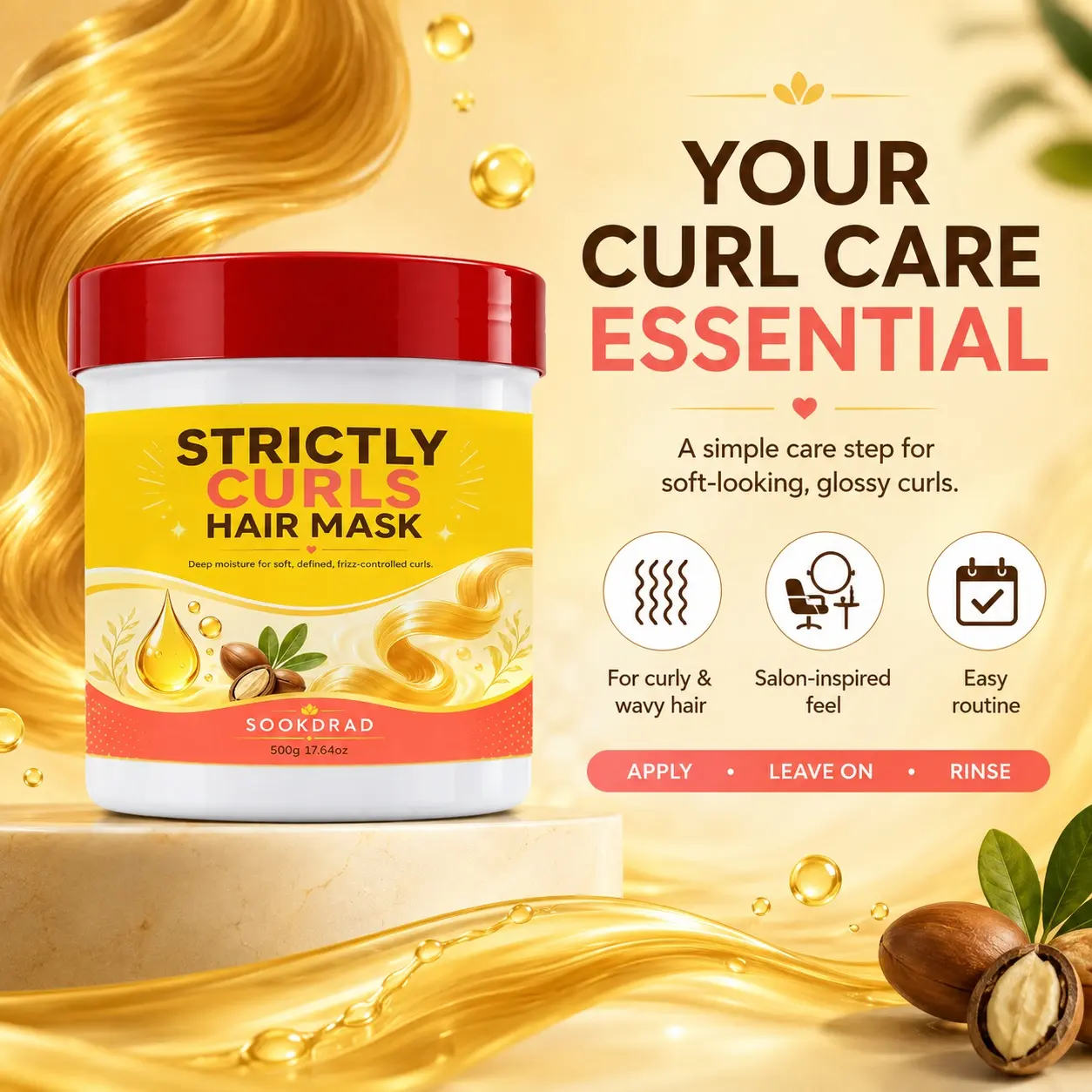Strictly Curls Hair Mask, argan oil, deep moisturizing, soft, defined curls, frizz control, hair, for curly hair people, curly hair, daily hair care, 500g