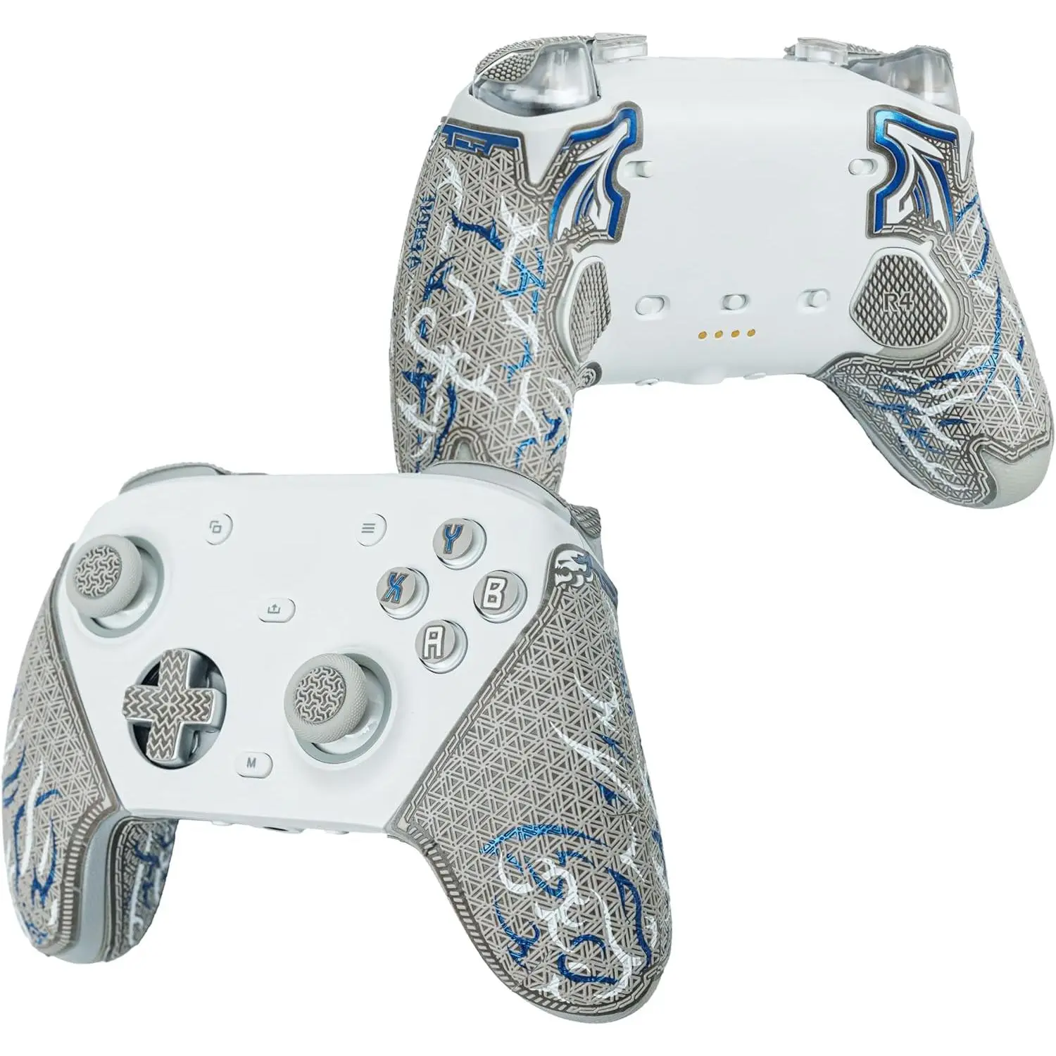 Controller Grips for Xbox-Licensed Controller, Skin kit,Anti-Skid, Multi-Texture, Sweat Absorption, Pre-Cut Grips Tape (Ash Grey,Metallic Blue & White, Compatible with GameSir G7 Pro)