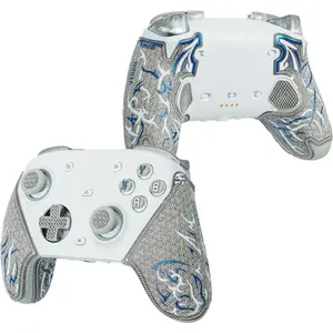 Controller Grips for Xbox-Licensed Controller, Skin kit,Anti-Skid, Multi-Texture, Sweat Absorption, Pre-Cut Grips Tape (Ash Grey,Metallic Blue & White, Compatible with GameSir G7 Pro)