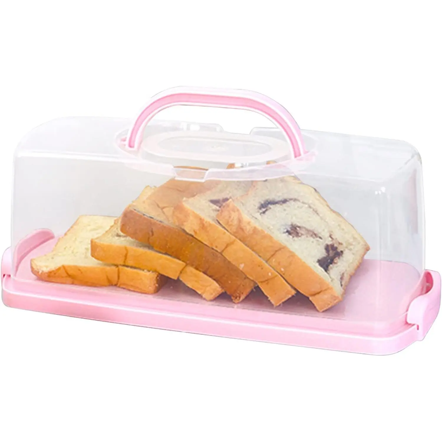 Plastic Rectangular Bread Box with Portable Handle, Loaf Cake Storage Container Box for Storing Banana Bread,Pumpkin Bread (Rectangular-)