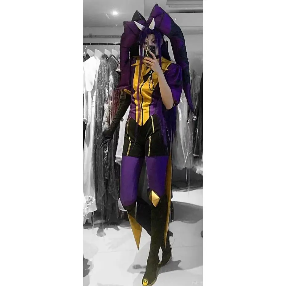 Pierrot Purple joker Cosplay Costumes Game COS  Role Play Clown Uniform Circus Halloween Carnival Party Outfit Men Woman