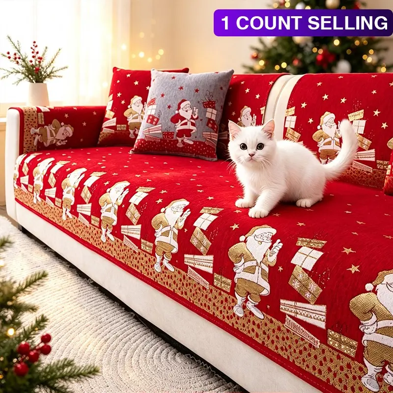 1pc Christmas Sofa Cushion, Geometric Pattern, Reusable, Pet-Friendly, Spring & Fall, Living Room Decor