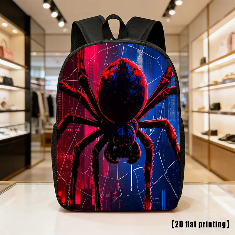 Spider All Over Print Backpack for Teens, Large Waterproof School Bag with 15.6" Laptop Compartment, Swag Daypack for Travel & Holiday