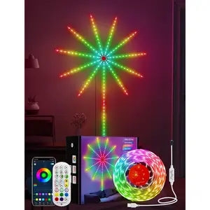 Smart Firework LED Lights, RGB Dream Color LED Lights Bedroom, LED Strip Lights with Remote App Control, Color Changing Music Sound Sync Light Bedroom, Christmas Decorations