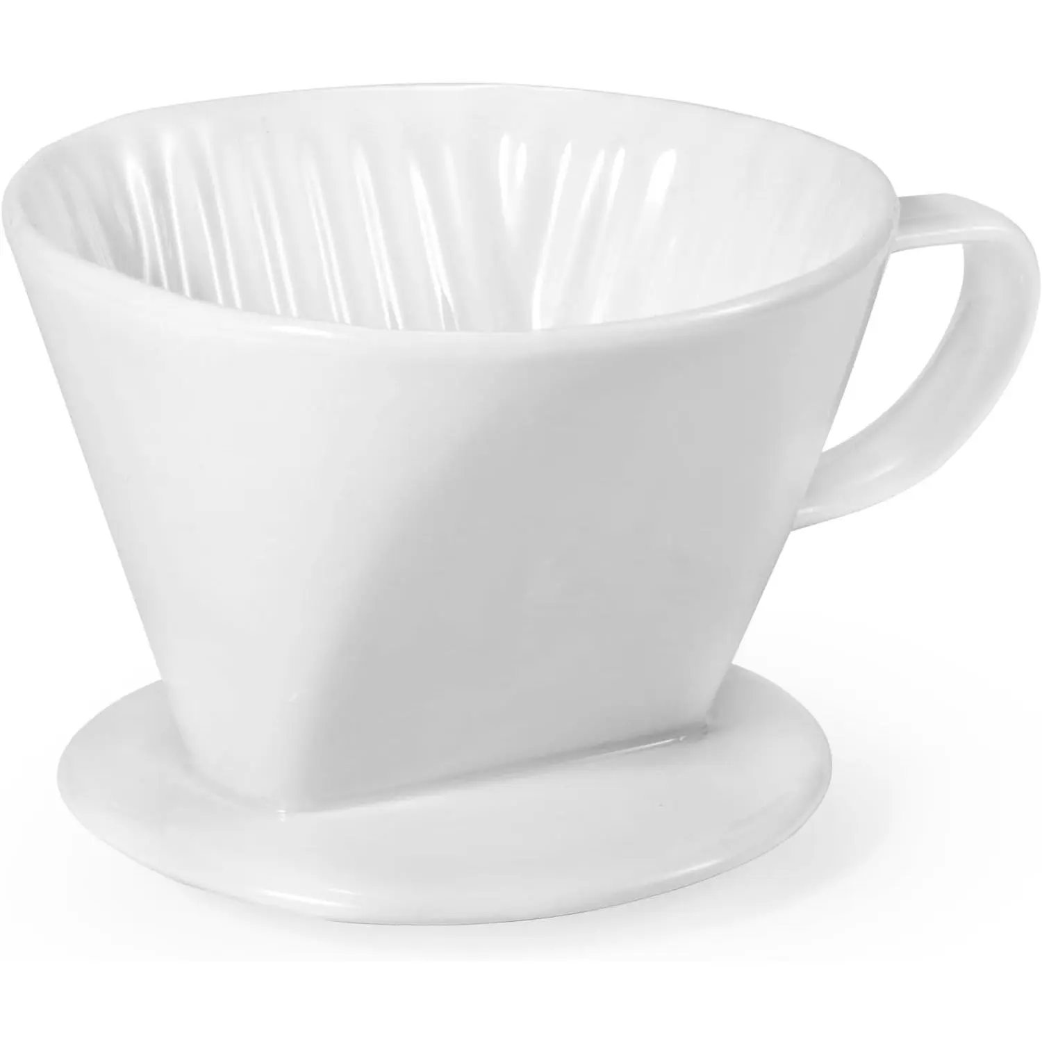Pour Over Coffee Dripper, Ceramic Pour Over Coffee Maker with 3 Holes Flat Bottom, Easy Manual Brew Maker, Porcelain Slow Filter Cone for Travel, Camping, Office, , White