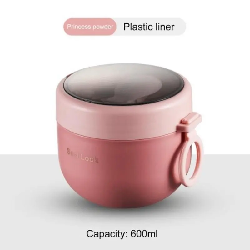 1 Pc 600 ML Plastic  Lunch Box Insulated Lunch Bag Food Warmer Soup Cup Bento Lunch Box