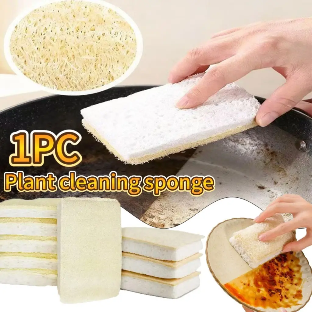 Natural Loofah Dish Sponge, Non-Scratch Kitchen Scrubber, Reusable Luffa Cleaning Pad, Ideal for Pots Pans Dishes, 1 PC