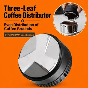 1pcs Espresso Coffee Distributor Leveler Tool, Coffee Tamper Distributor, 51/53/58mm Coffee Powder Tamper, ABS+Aluminum Alloy, Home Kitchen Coffee Shop Coffee Making Tool, Coffee Equipment, Espresso Coffee Tool, Black.