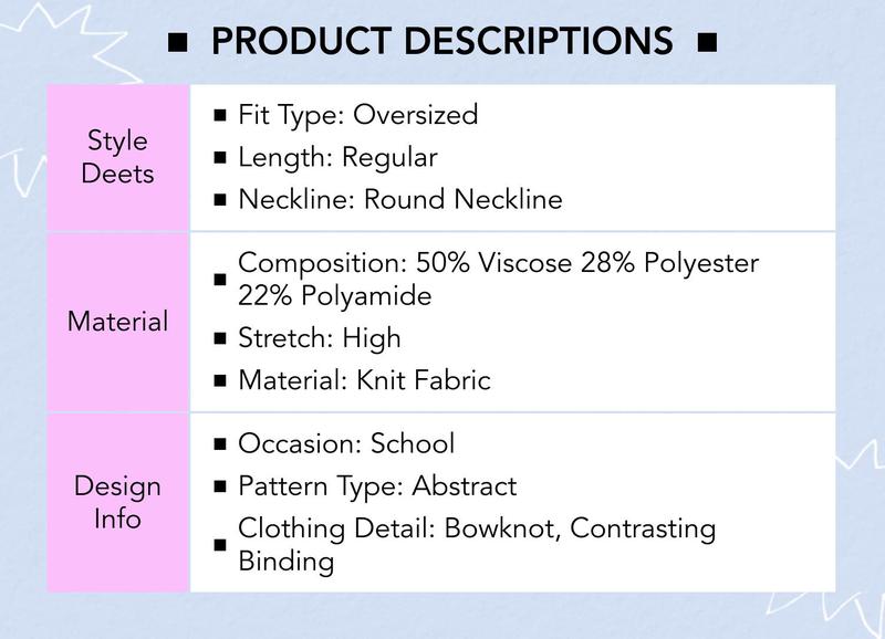 Cider [size 2-10] Knit Round Neckline Bear Bowknot Contrasting Binding Long Sleeve Top