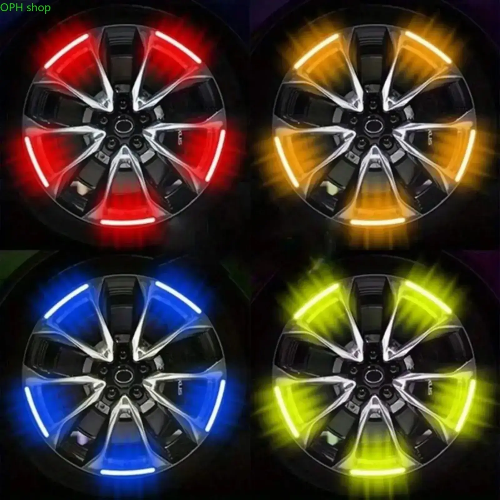40Pcs High Visibility Reflective Car Wheel Rim Stickers - Waterproof Auto Exterior Decor, Safety Warning Universal Vehicle Accessory for Night Driving