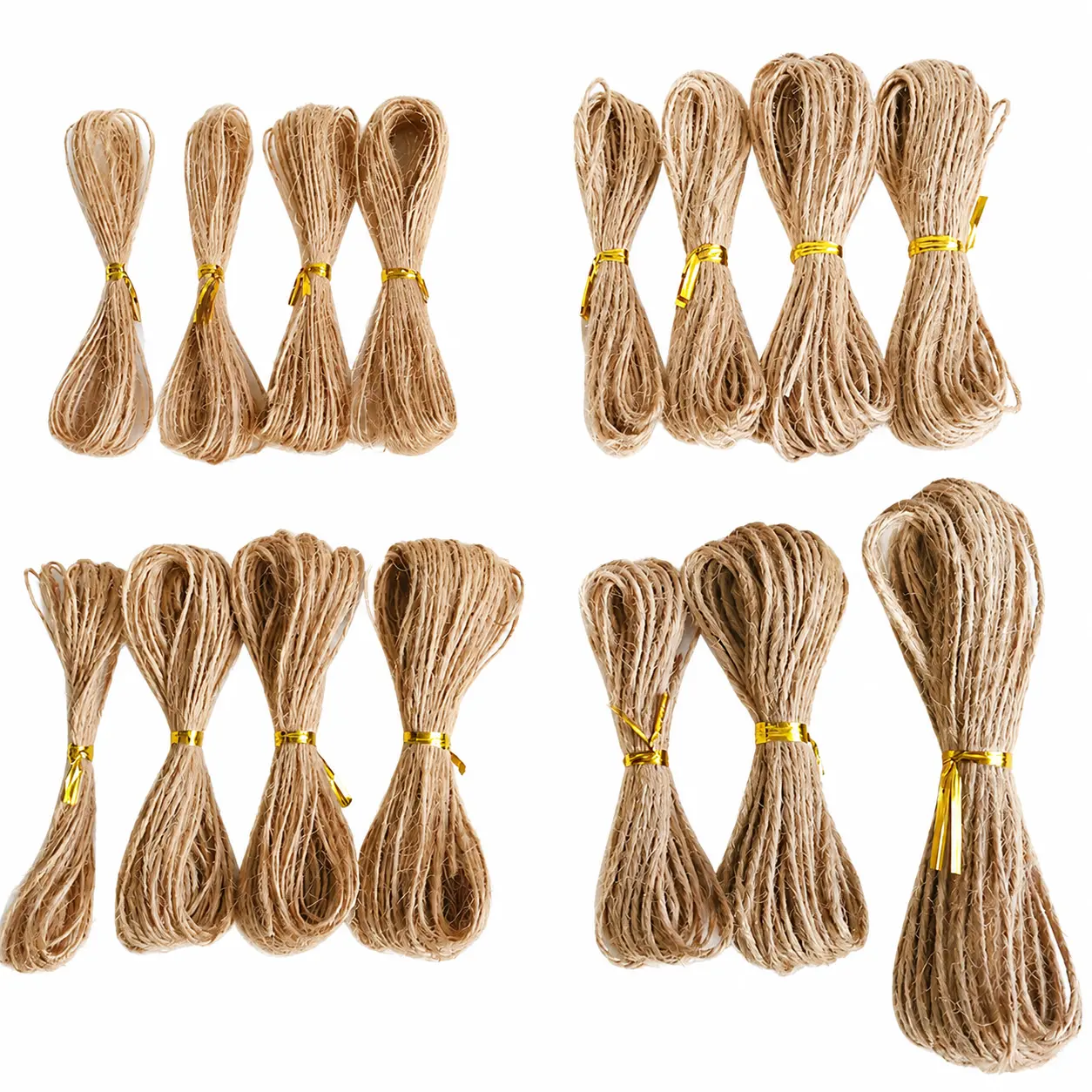 100% Organic Jute Fiber Natural Hemp Twine Rope - 3-Strand Hand-Twisted Cord, Eco-Friendly, Strong, Biodegradable for Macramé, Gardening Uses, DIY Projects