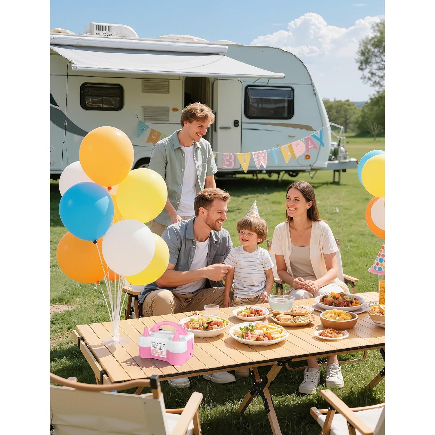 THE WELL KEPT Electric Balloon Pump, Portable Dual Nozzle Inflator 600W High-Power 110V Fast Inflation, Time-Saving with Abundant Accessories - Balloons Air Pump for Birthday Wedding Setup