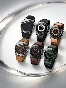 Men's Quartz Watch Set with Roman Numerals Calendar, PU Leather Strap, Analog Dial, Casual Style, Perfect Gift for Men，No box