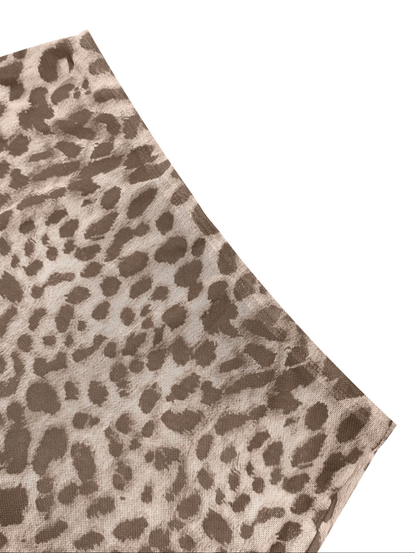 【LovelyWholesale】Women's Leopard Print High Slit Fitted Skirt, Stylish and Trendy Design for Casual or Night Out, Perfect for Summer Fashion， Perfect for All Seasons