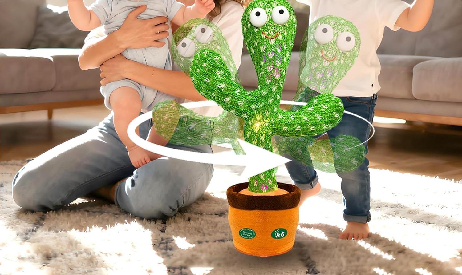 Interactive Toys Dancing Talking Cactus Toy,Funny Gift , Singing Musical Record Repeat What You Say Light Up Toy for Toddler (Volume Adjustment)