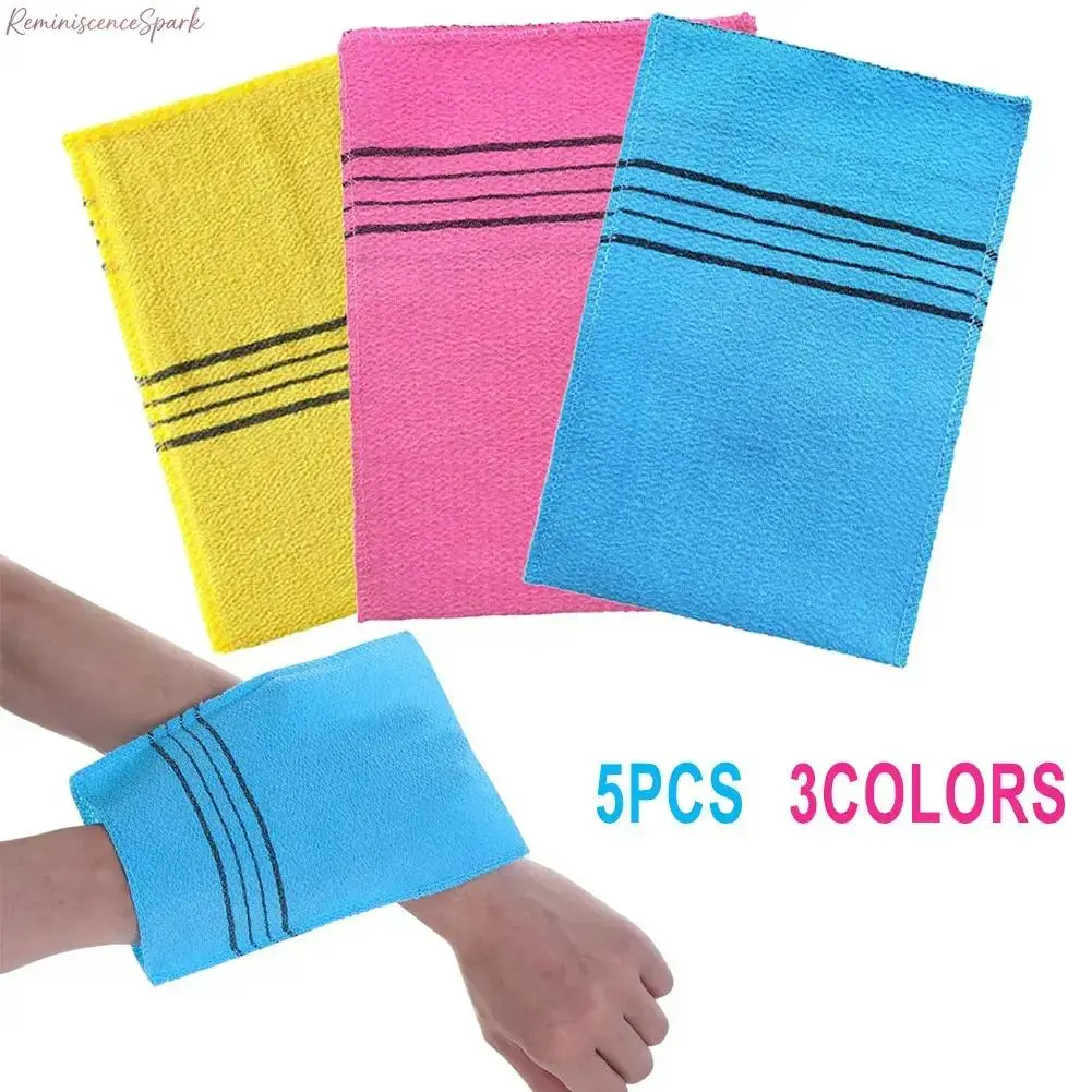 5-Pack Exfoliating Bath Gloves, Polyester Cotton Body Scrub Washcloth for Adults, Gentle Deep Cleansing Back Scrubber, Quick Drying Skin Exfoliator, Durable Shower Accessory for Daily Self Care, Bath & Spa Use