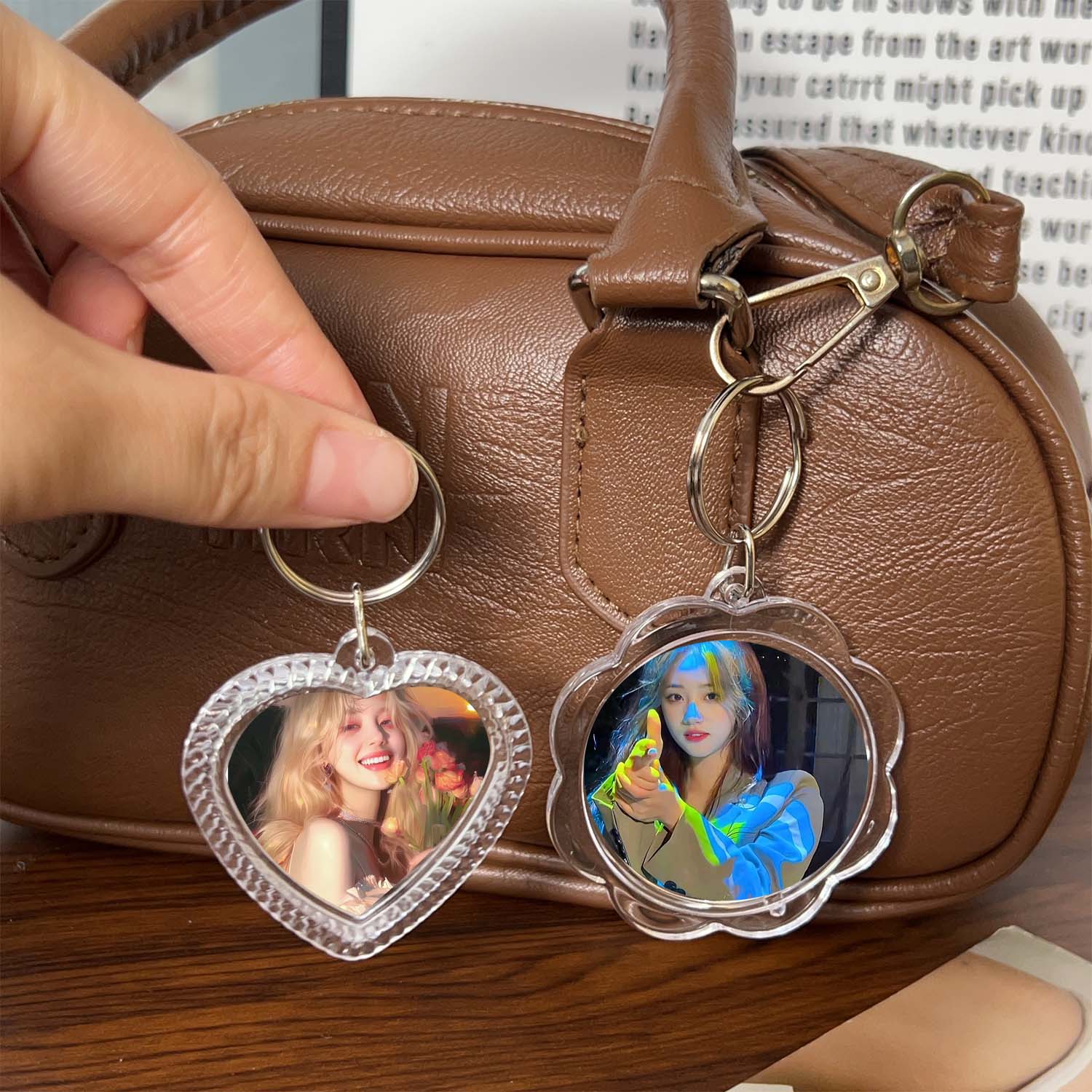 5/50Pcs Transparent Photo Frame Keychain Tassels Snap-In Custom Insert Photo Acrylic Blank Keyring Clear Blank Picture Pendant