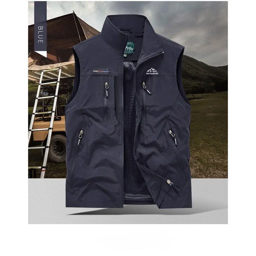 Customized Outer Vest, Multi-Pocket Design, Casual Jacket, Men's Outdoor Leisure, Self-Defined Logo, Outdoor Sports Fishing Mountain Climbing, Holiday Gift for Husband, Custom Corporate Team Name, Custom Brand Logo, Custom Personal Preference Menswear Hig