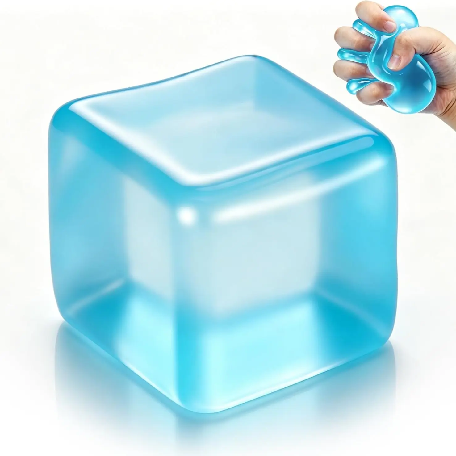 Stress Cube Sensory Fidget Toys for Anxiety Relief, Slow Rising Squeeze Toy, Squishy Cube with Thick Substance, Ice Cube Stress Ball for Adults & Kids