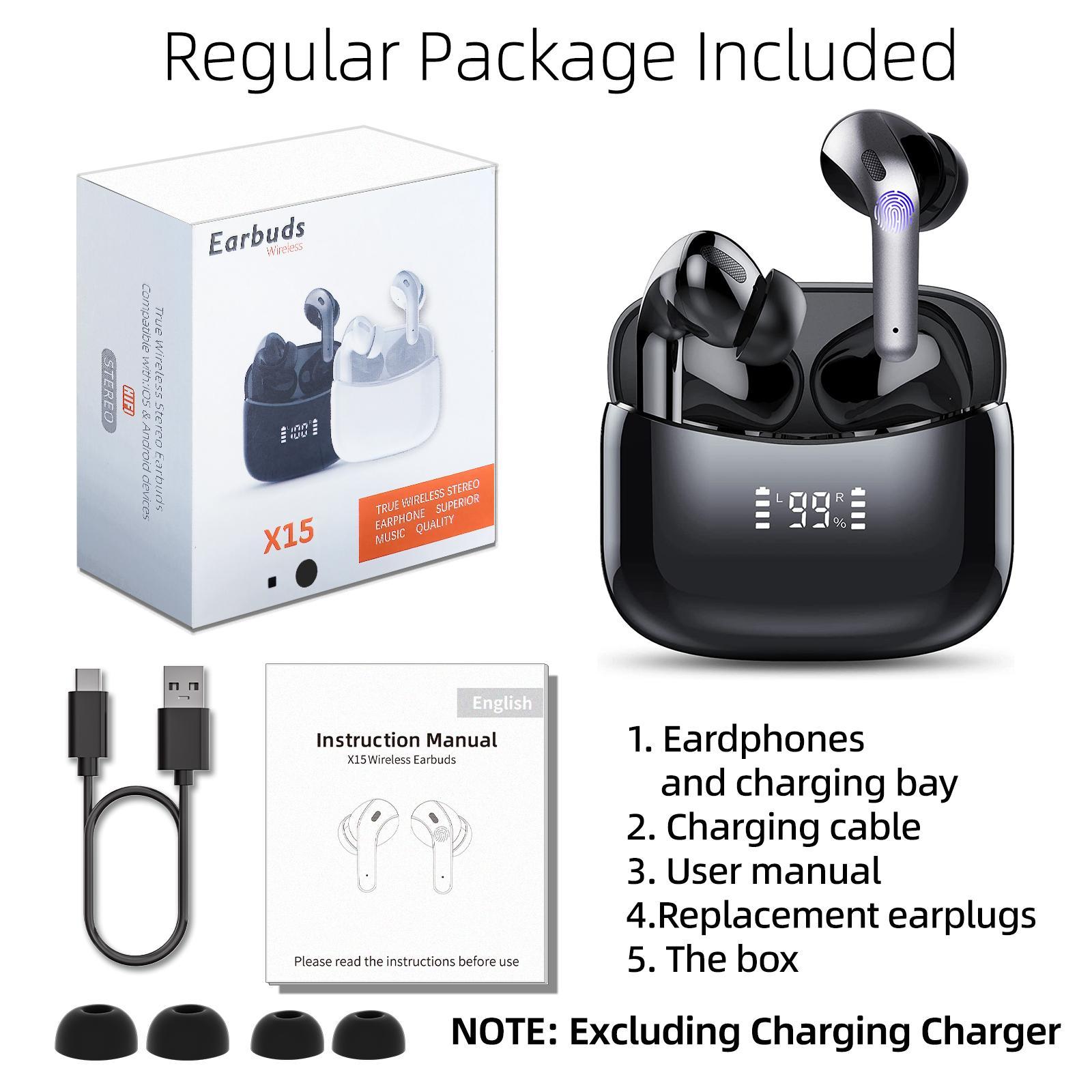 In-ear Design Wireless Earphones, Deep Bass Wireless Earbuds, Sports Headphones with Mic, BT Gaming Headset with Digital Display Charging Case, Earphones, Stocking Fillers Gift
