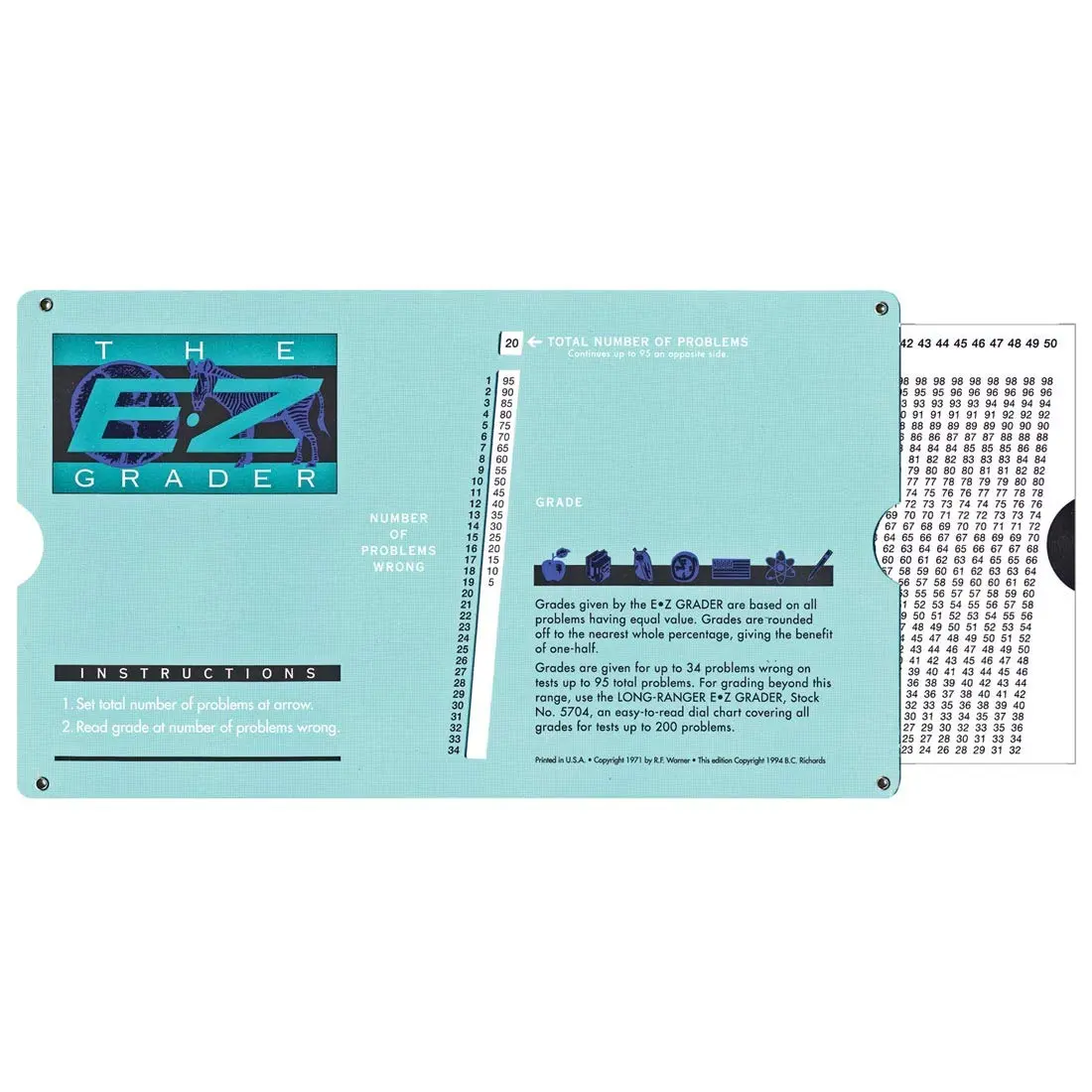Grading Calculator - E-Z Grader Teacher's Aid Scoring Chart () - 8-1/2" x 4-3/4"