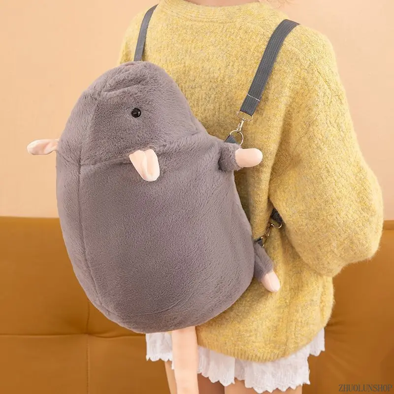 Realistic Fancy Rat Plush Backpack for Girls Boys, Cute Funny Mouse Stuffed Animal Shoulder Bag, Large Capacity Unique Daily Bag, Perfect Birthday Holiday Gift