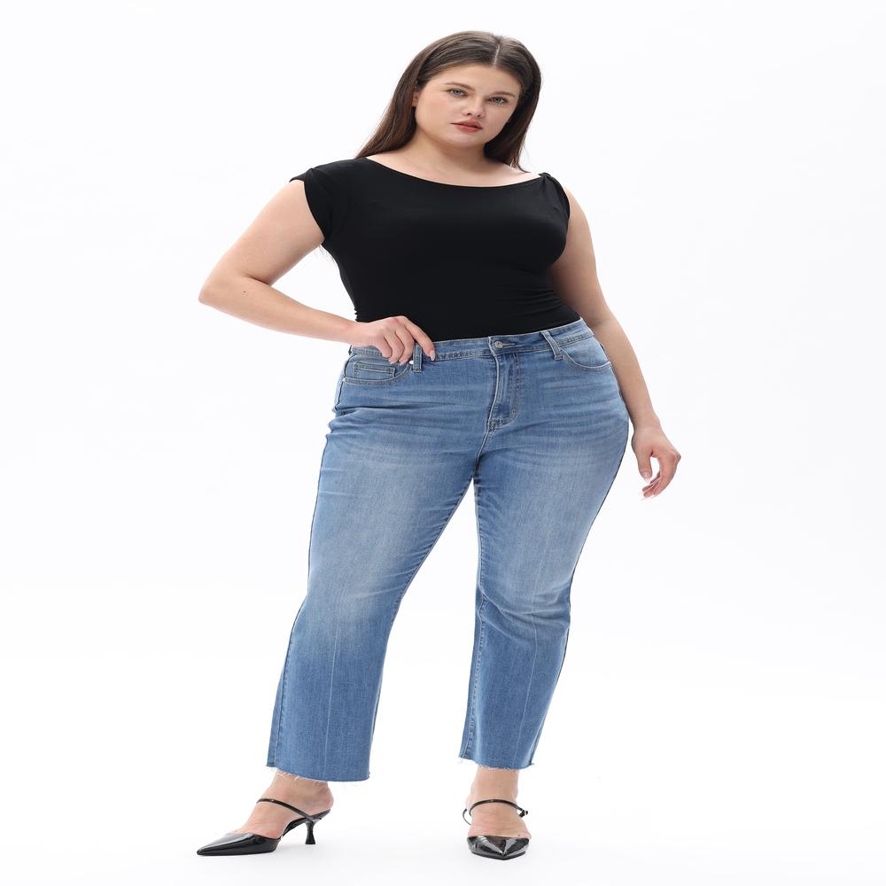Retro Light Wash Flare Jeans for Curvy Women, Perfect High Waisted Bootcut Denim |   Must-Have Streetwear