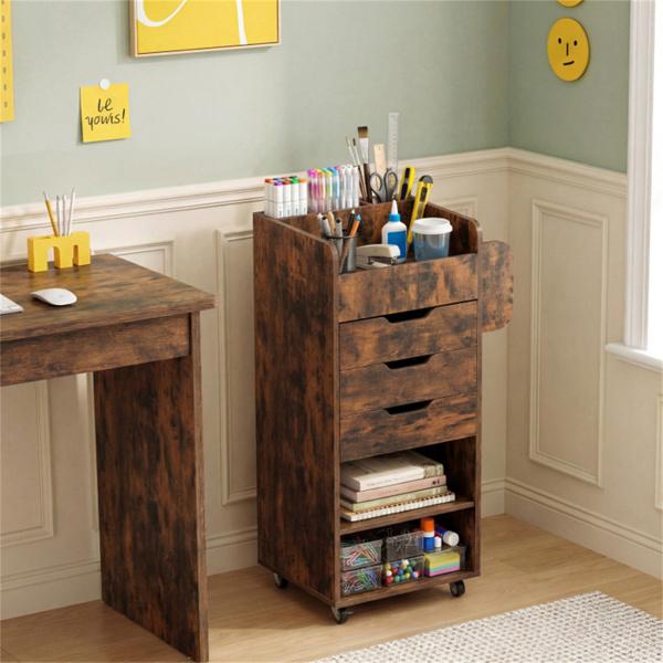 Rolling Craft Storage Cart with 3 Drawers & Adjustable Shelves, Mobile Wrapping Paper Organizer with Wheels