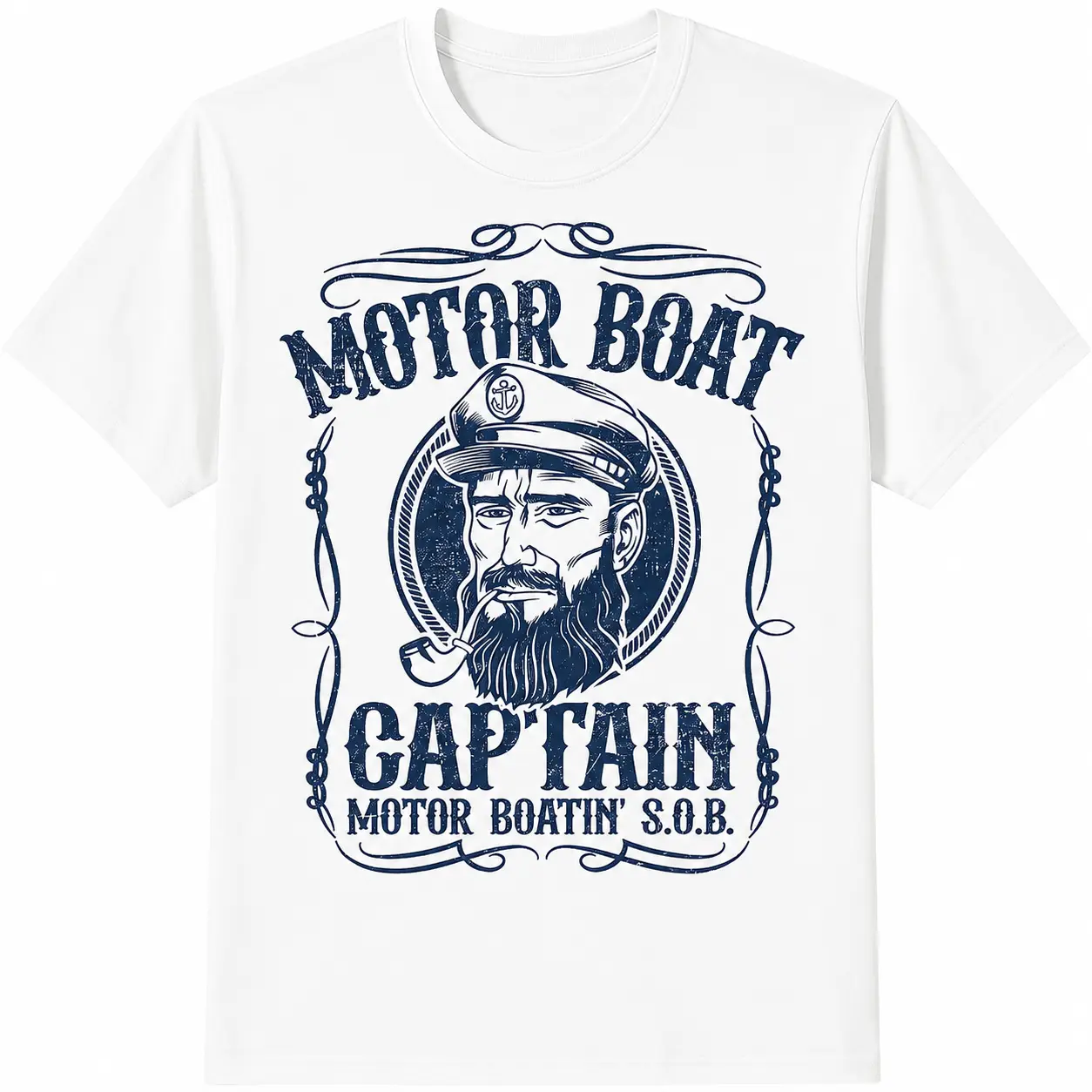 Motor Boat Captain Funny Pontoon Boating Motor Boatin Lake 100% Cotton T-Shirt