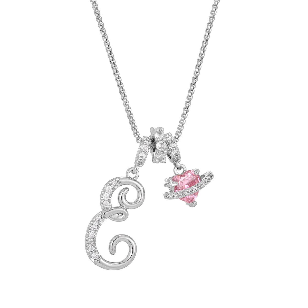 Initial Heart Necklace for Women | 18K  Plated | Pink Cubic Zircon Pendant with Diamond Inlaid Letter | Fashion Luxury Jewelry | Perfect Gift for Christmas, Birthdays, Anniversaries & All Holiday Occasions