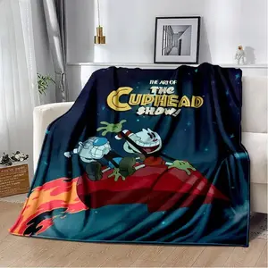 Cuphead and Mugman Game Flannel Blanket – Soft Plush Cozy Throw for Living Room, Bedroom, Bed, Sofa, and Picnic
