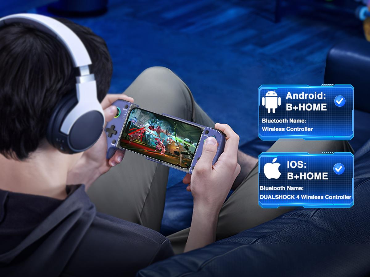 ESYWEN Mobile Game Controller for iphone/Android, Wireless Phone Controller with Phone Case Support, Gaming Controller Support PS Remote Play,Xbox Cloud,Steam Link,GeForce Now,MFi Apple Arcadeand Call of Duty, Roblox