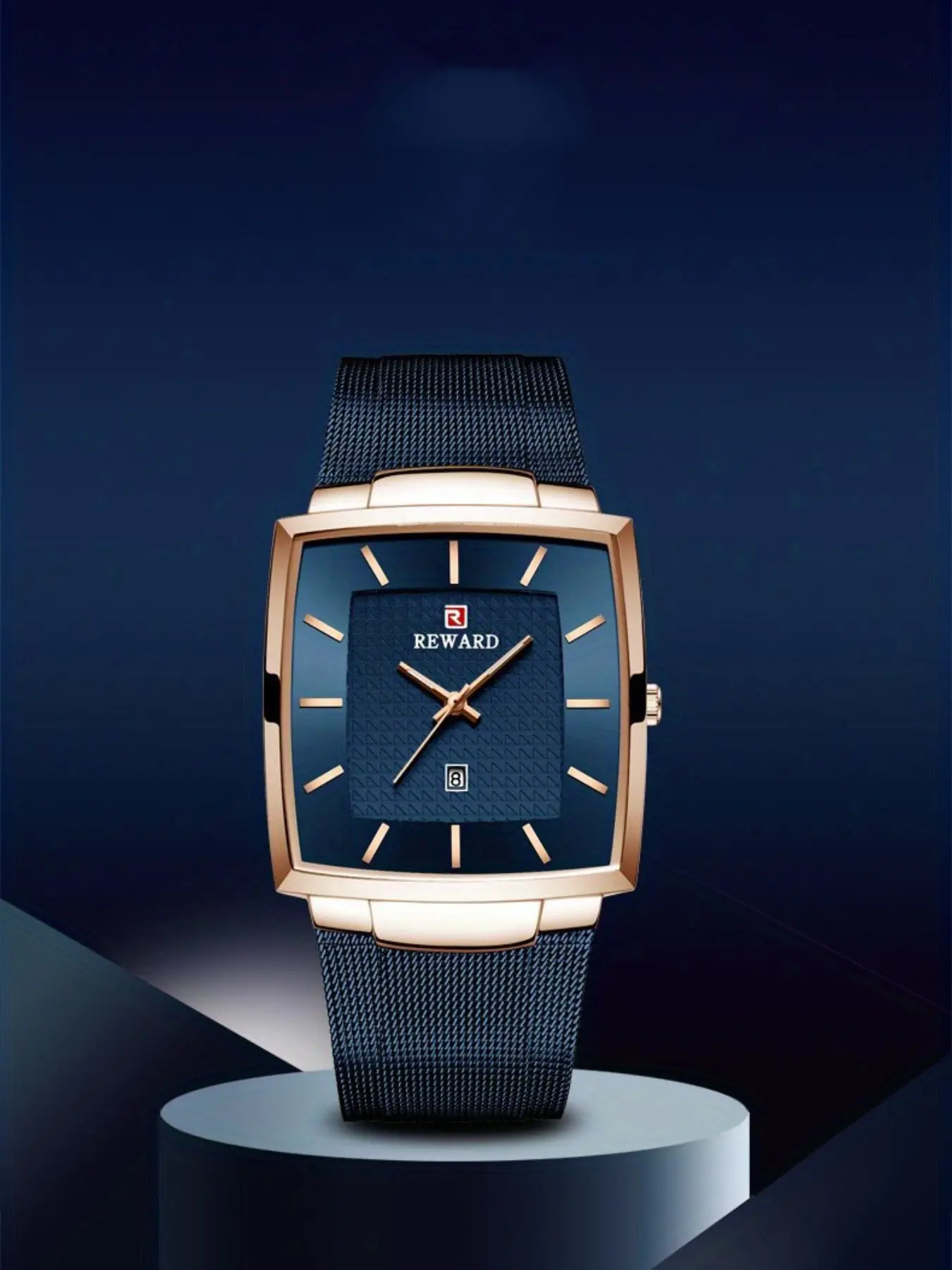 Business Men's Watch, Waterproof Quartz Watch, Rectangle Analog Face, Square Mesh Strap, Electronic Movement, All Seasons