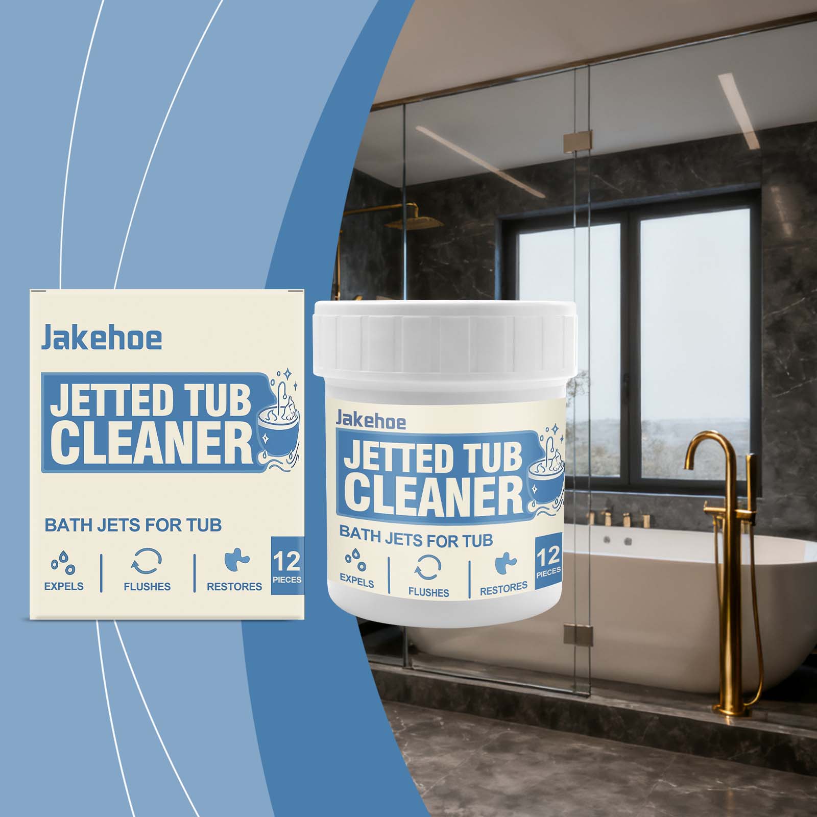 Jakehoe Jetted Bathtub Cleaning Tablets Deeply cleans, removes dirt, and restores a clean, shiny surface, eliminating scale and stains